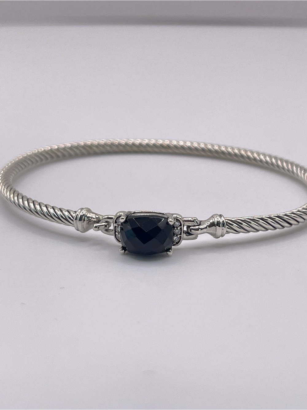 David Yurman Black Onyx Petite Wheaton Bracelet with Diamonds